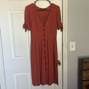 Burnt orange midi dress